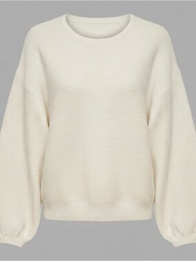 Women's Cream Ribbed Knit Sweater